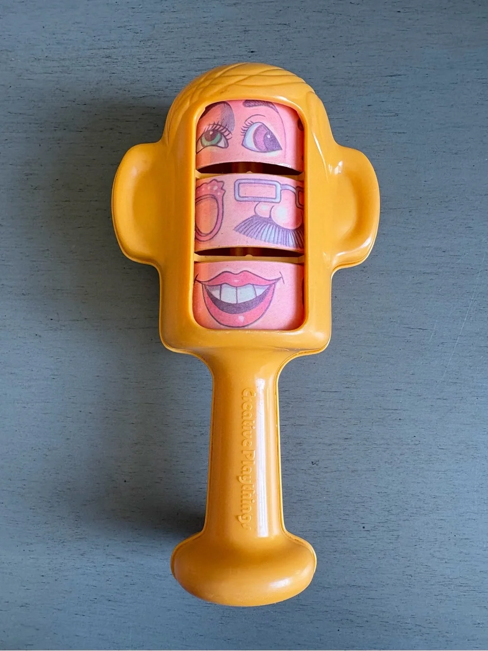 Vintage 70s 80s Creative Playthings Rotating Mix & Match Face Puzzle Toy Rattle